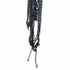 Poizen Industries Black Chain Small Cross Necklace Jewelry