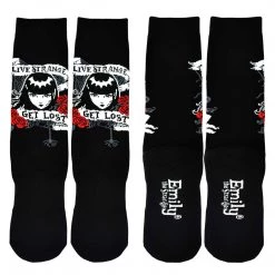 Emily The Strange Get Lost Knitted Cotton Crew Socks
