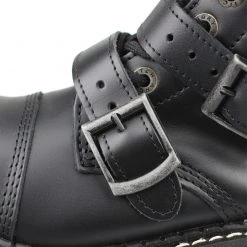 Angry Itch 14-Hole 5-Buckle Black Leather Boots Men's Stuff