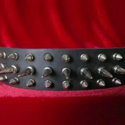 Ape Leather Men's Stuff 3 Row Spiked Wristband With Long And Short Spikes