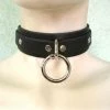 Ape Leather Men's Stuff Choker With One Welded D-ring And O-ring - Black On Black Leather