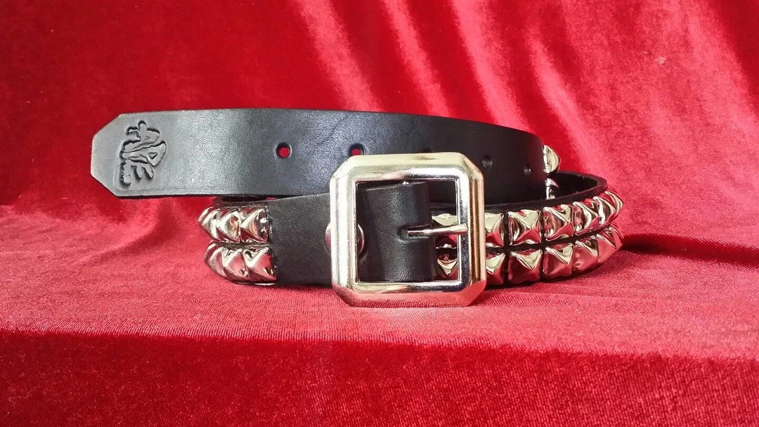 Ape Leather Black Leather Two Row Pyramid Belt 3 Ape Leather Black Leather Two Row Pyramid Belt