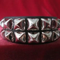 Ape Leather Wristbands And Cuffs Two Row Pyramid Wristband