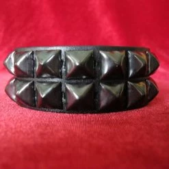Ape Leather Wristbands And Cuffs Two Row Pyramid Wristband