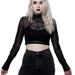 The Pretty Cult American Witch Mesh Crop Top