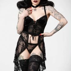 Killstar Be Veiled Lace Basque Women's Stuff