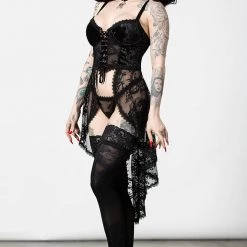 Killstar Be Veiled Lace Basque Women's Stuff