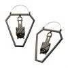 BodyVibe Black Plated Cut Out Bat In Coffin Plug Hoops