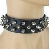 Funk Plus Chokers And Collars 1 1/8" BLACK LEATHER CHOKER WITH 3 ROW 1/2" SPIKES