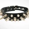 Funk Plus Chokers And Collars 1 1/8" BLACK LEATHER CHOKER WITH 1/2" & 1" SPIKES