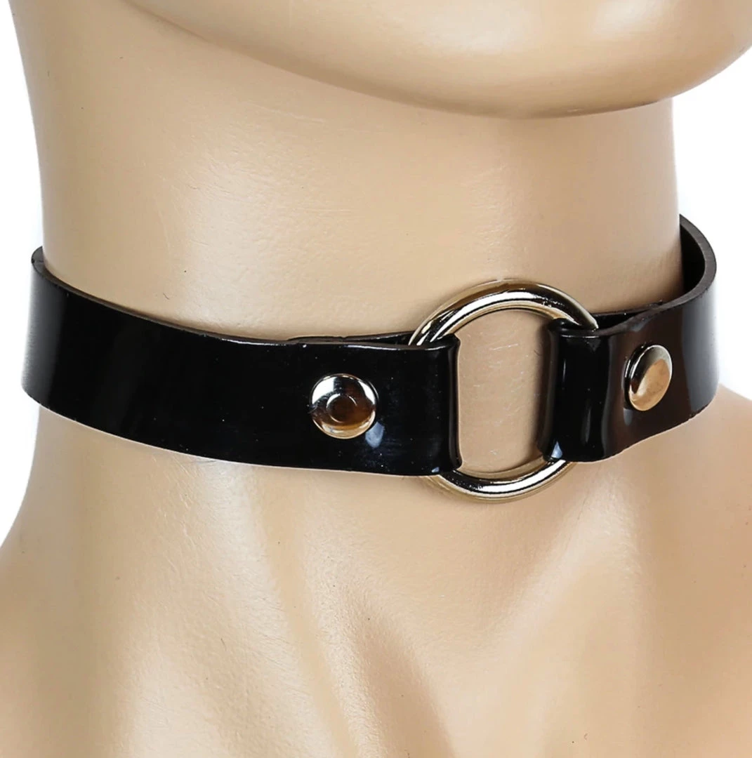 Funk Plus Men's Stuff O-Ring Choker - Black Vinyl 3 Funk Plus Men's Stuff O-Ring Choker - Black Vinyl