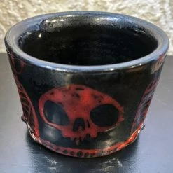 Nicole Pangas Ceramics Housewares Cherry Satin Skull Bowl