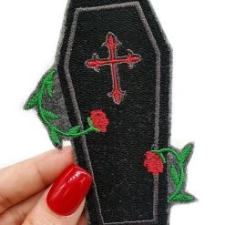 Project Pinup Coffin And Roses Gothic Iron On Embroidered Patch Gift Ideas 9 Project Pinup Coffin And Roses Gothic Iron On Embroidered Patch Gift Ideas