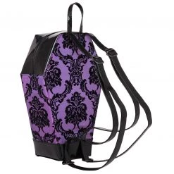 Rock Rebel Damask Coffin Backpack In Purple Bags & Backpacks