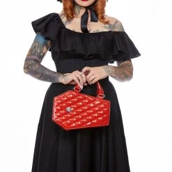 Lux De Ville Bags & Backpacks Elvira Coffin Mini Tote Venom Red Sparkle