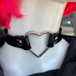 Funk Plus Chokers And Collars Large Heart Choker - Black Vinyl 5 Funk Plus Chokers And Collars Large Heart Choker - Black Vinyl