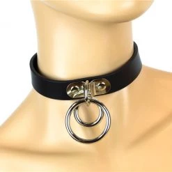 Funk Plus Chokers And Collars Leather Double Ring Choker