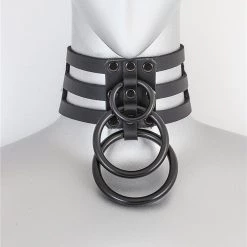 Funk Plus Chokers And Collars Triple Black Ring Choker