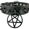 Funk Plus 1 1/4" LEATHER CHOKER WITH U RING AND 2" STAINLESS STEEL PENTAGRAM RING 1 Funk Plus 1 1/4" LEATHER CHOKER WITH U RING AND 2" STAINLESS STEEL PENTAGRAM RING