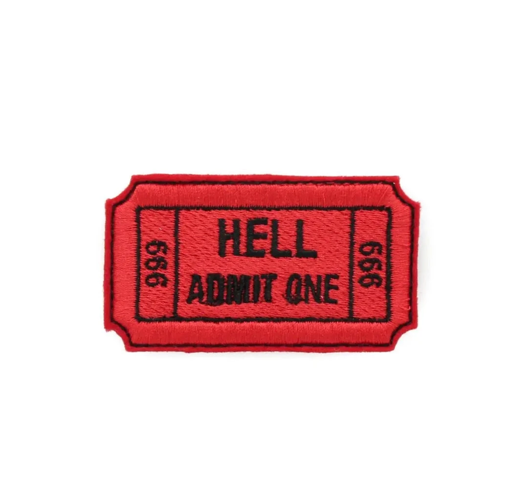 Project Pinup Hell Admit One 666 Gothic Iron On Embroidered Patch Gift Ideas 3 Project Pinup Hell Admit One 666 Gothic Iron On Embroidered Patch Gift Ideas