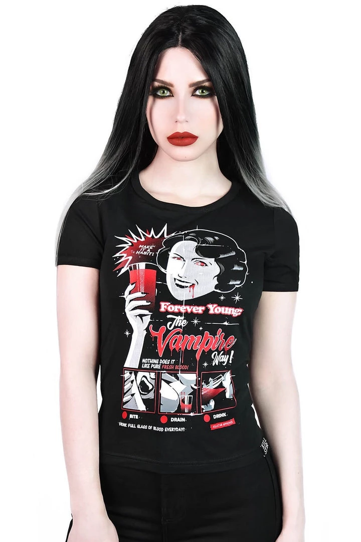 Killstar Forever Young Ringer Top Women's Stuff 3 Killstar Forever Young Ringer Top Women's Stuff