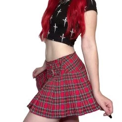 Lip Service World's End Pleated Mini Skirt - Red Plaid