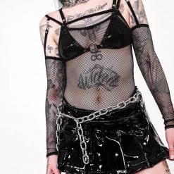 Lip Service Women's Stuff Vinyl Pleated Micro Mini Skirt