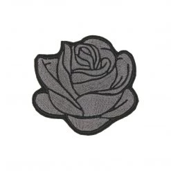 Project Pinup Large Gray And Black Rockabilly Rose Iron-On Embroidered Patch