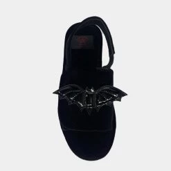 Strange Cvlt Lilly Bat Black Velvet Platform Sandal Footwear