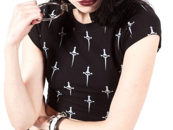 Lip Service Dagger Print Baby Tee Women's Stuff 3 Lip Service Dagger Print Baby Tee Women's Stuff