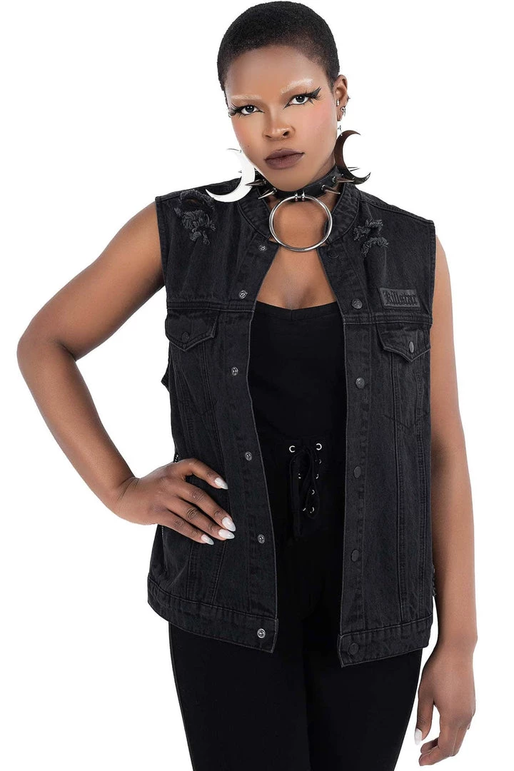 Killstar Nightrider Denim Vest 3 Killstar Nightrider Denim Vest