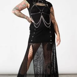 Killstar Paragon Fishnet Maxi Skirt