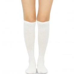 TeeHee Ivory White Rib Pointelle Knee High Women's Socks Gift Ideas
