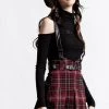 Killstar Women's Stuff Shadows Suspender Mini Skirt [BLOOD TARTAN]