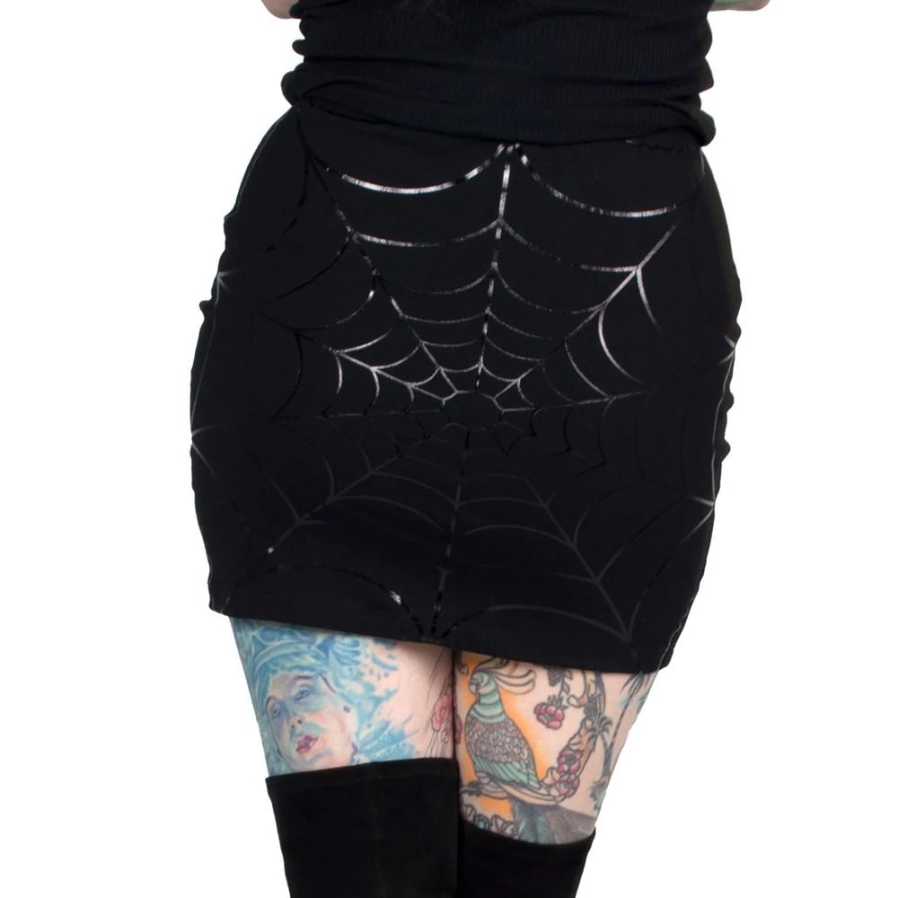 Kreepsville666 Web Mini Skirt Black Foil 3 Kreepsville666 Web Mini Skirt Black Foil