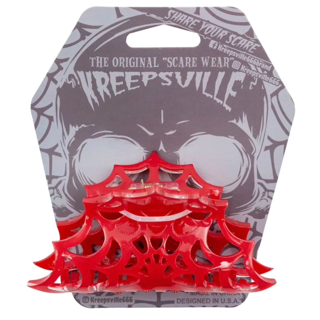 Kreepsville666 Accessories Spiderweb Hair Claw Clip Red 5 Kreepsville666 Accessories Spiderweb Hair Claw Clip Red
