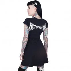 Kreepsville666 Women's Stuff Skeleton White Flare Dress