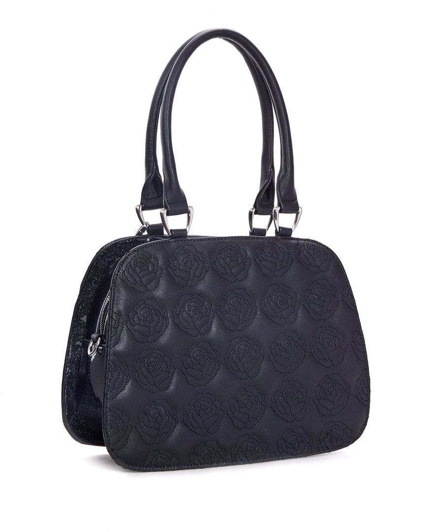 Lux De Ville Skull And Roses Tote Black Matte With Midnight Sparkle Bags & Backpacks 5 Lux De Ville Skull And Roses Tote Black Matte With Midnight Sparkle Bags & Backpacks