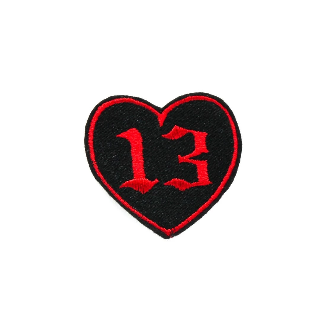 Project Pinup Small Gothic 13 Heart Embroidered Iron On Patch - Black And Red Patches 3 Project Pinup Small Gothic 13 Heart Embroidered Iron On Patch - Black And Red Patches