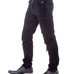 Queen Of Darkness Men's Stuff Black Pants With Slits