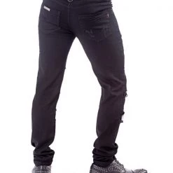 Queen Of Darkness Men's Stuff Black Pants With Slits