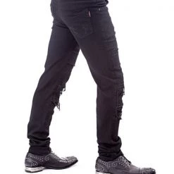 Queen Of Darkness Men's Stuff Black Pants With Slits