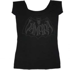 Kreepsville666 Women's Stuff Vampira Retro Bat Dark Shoulder Top