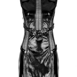 Punk Rave Women's Stuff Patent Leather Hollowed Out Dress
