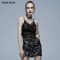 Punk Rave Women's Stuff Grunge Cutout Skull Ripped Tank Top