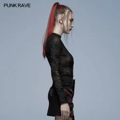 Punk Rave Spider Web Printed Mesh Top Women's Stuff