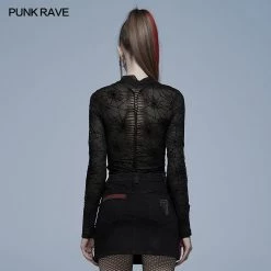 Punk Rave Spider Web Printed Mesh Top Women's Stuff