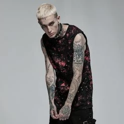 Punk Rave Men's Stuff Black And Red "Punk" Sleeveless T-Shirt