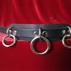 Ape Leather Wristband With One Large Ring And Two Small Rings