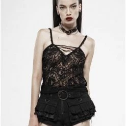 Punk Rave Women's Stuff Black Lace Opium Top